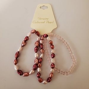 Freshwater Pearl & Crystal Bracelets